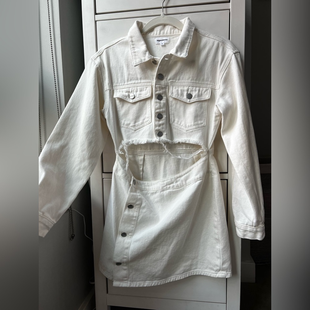 superdown Mika Button Front Dress White Denim - Small - Picture 7 of 10